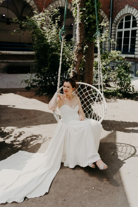 Robe de mariée simple en drap de soie