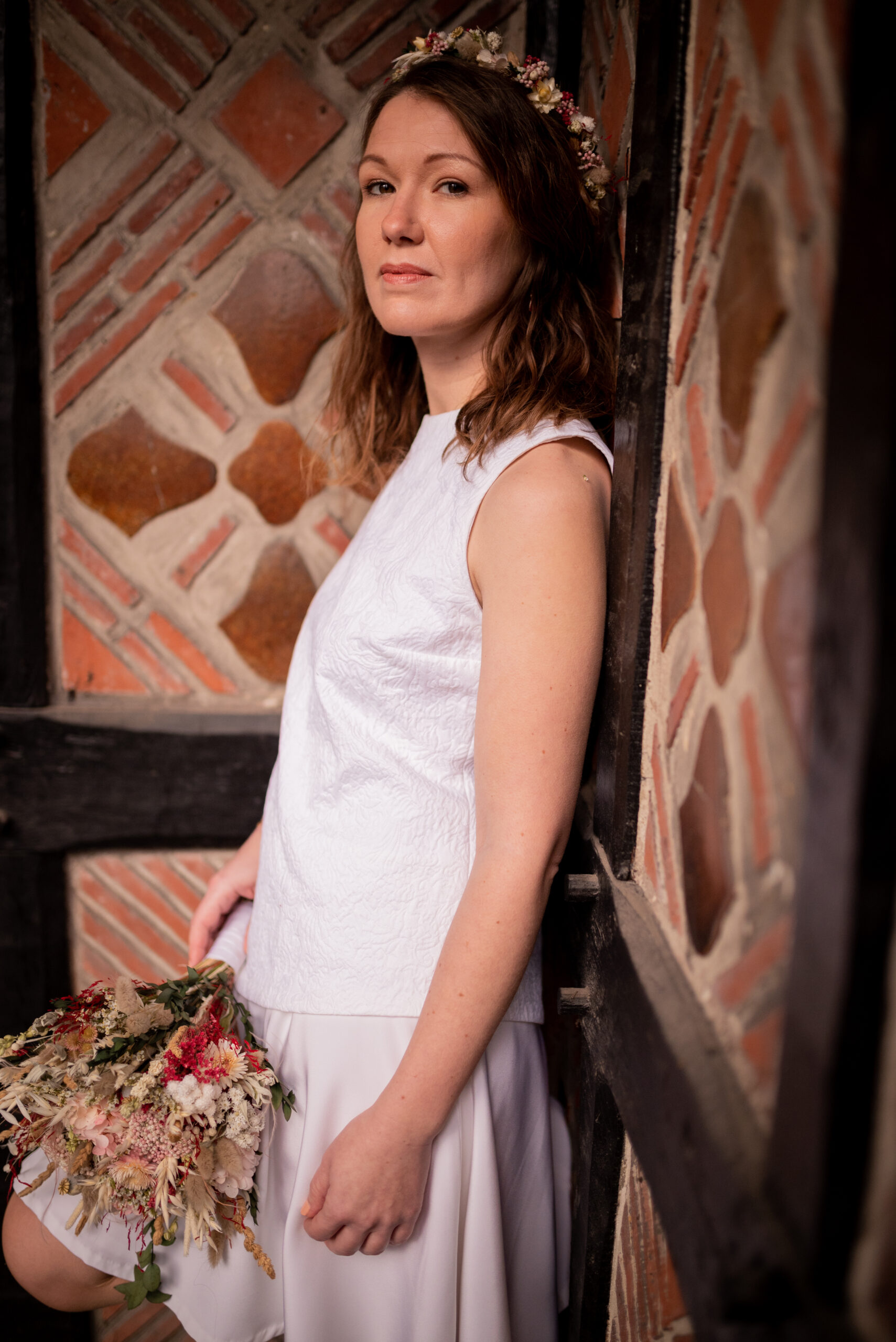Création de robe de mariée courte pour un mariage civil